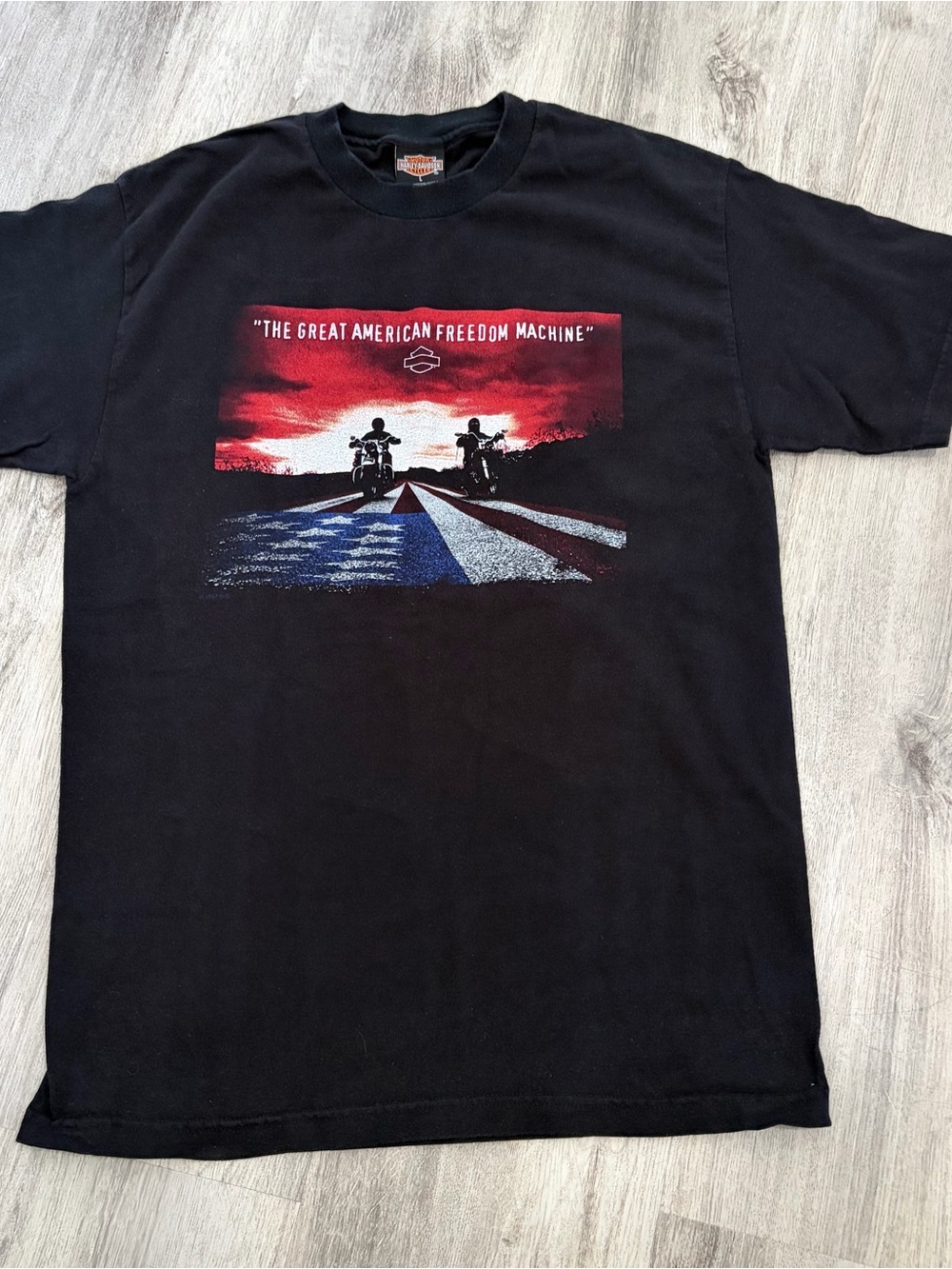VTG Harley Davidson Tshirt Men L Black Great American Freedom Machine Biker Moto